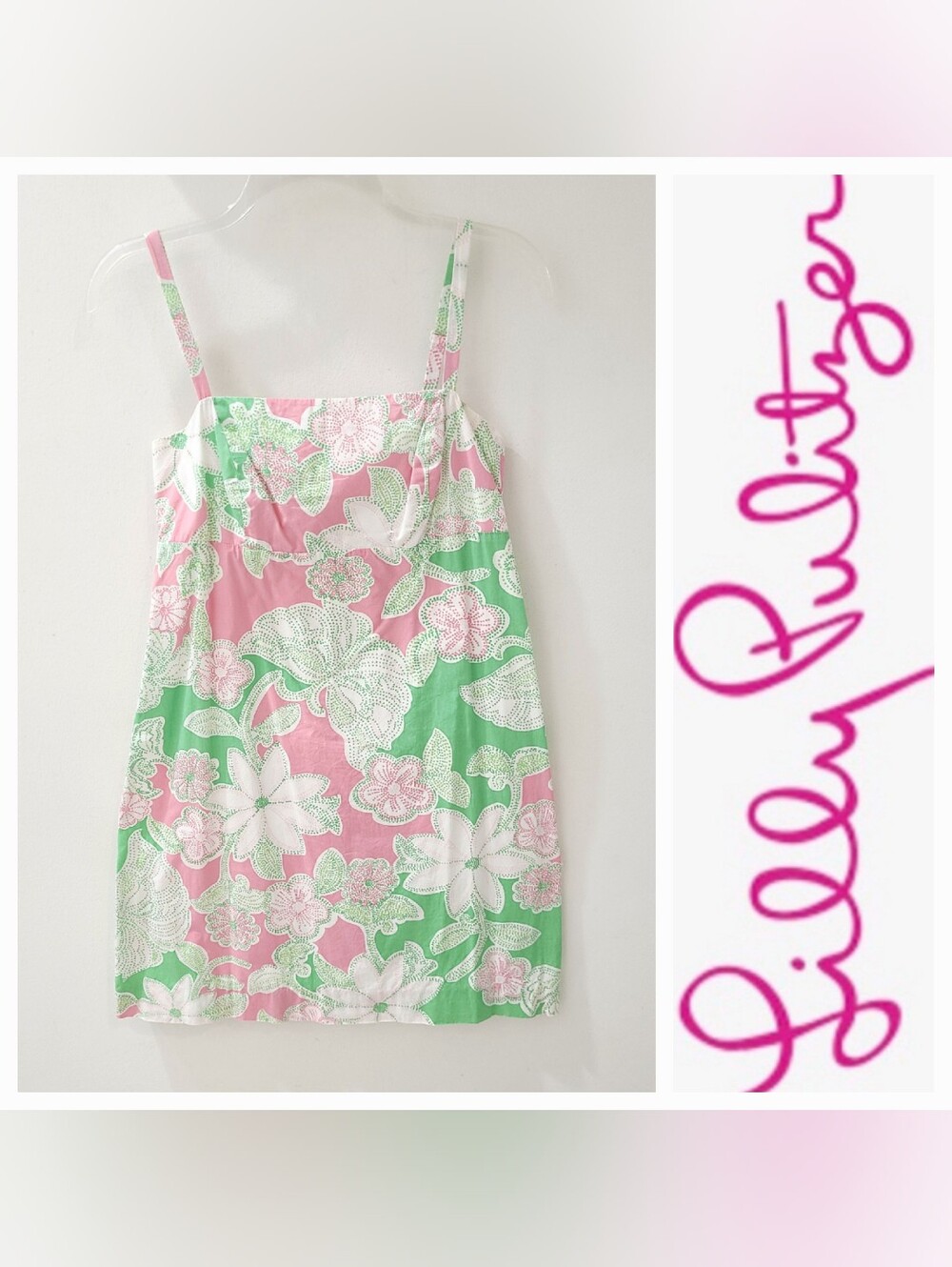 Lilly Pulitzer McCallum Spaghetti Strap Dress Limeade Cheat Ya Sz 6 Pink/Green